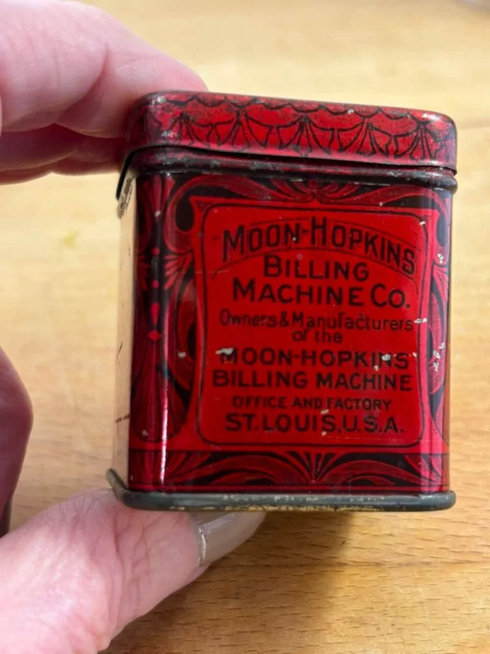 Antique Moon-Hopkins Billing Machine Ribbon Tin | c.1910s St. Louis Office Adver - Picture 2 of 8